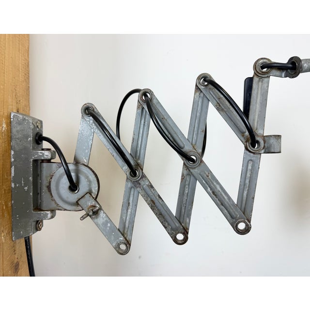 Industrial Grey Gooseneck Scissor Wall Lamp from Elektroinstala, 1960s For Sale - Image 12 of 18
