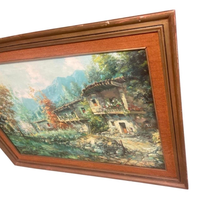 Antique Painting: Mountain Landscape With Rustic Country Houses For Sale - Image 4 of 12