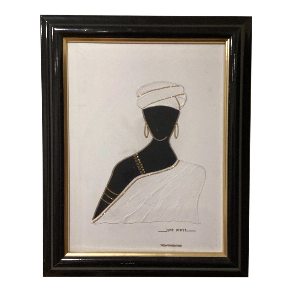 Mid 20th Century June Marie Original Oil on Canvas African 