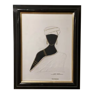 Mid 20th Century June Marie Original Oil on Canvas African American Woman Painting, Framed
