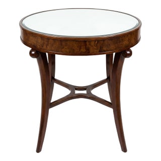 Late 20th Century Art Deco Elegant Wood Side Table With Mirrored Top For Sale