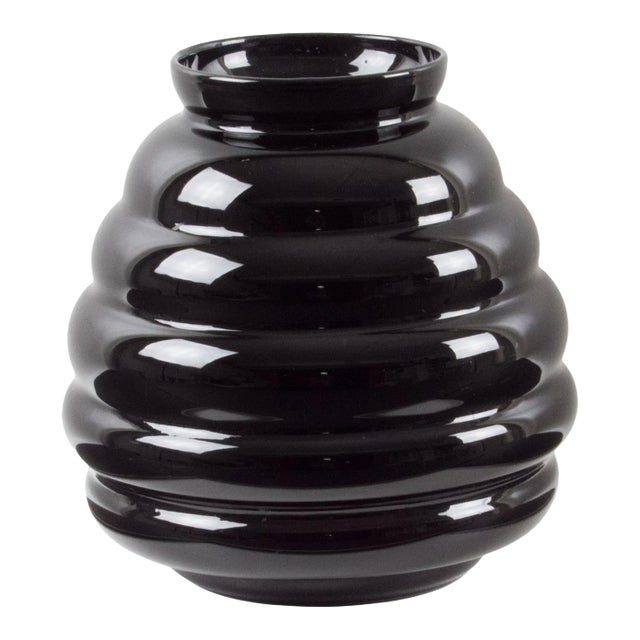Belgium Oversized Black Glass Vase, 1950s For Sale