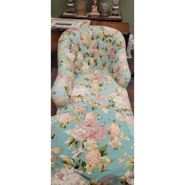 1990s Fine Floral Henredon Chaise Lounge Sofa Chair For Sale - Image 13 of 13
