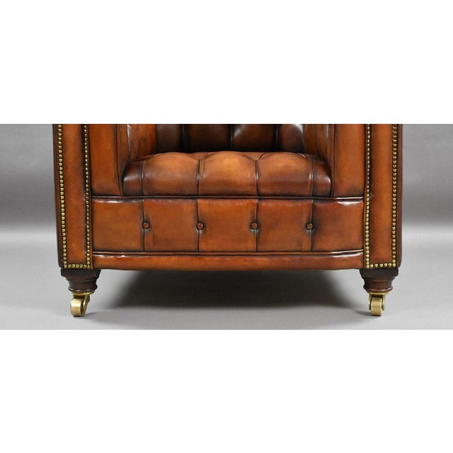 Vintage Chesterfield Club Chairs in Brown Leather, 1930, Set of 2 For Sale - Image 9 of 12