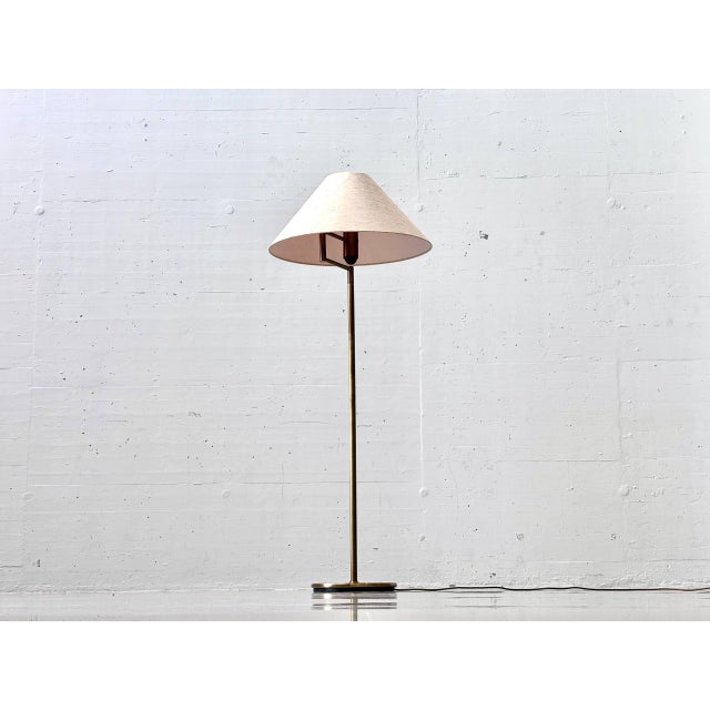 Cream Brass Floor Lamp with Fabric Shade, 1990s For Sale - Image 8 of 16