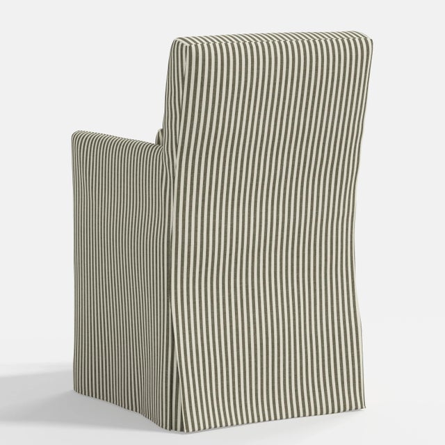 Stoffer Home x Cloth & Company Lindy Slipcover Dining Arm Chair in Jane stripe laurel For Sale In Chicago - Image 6 of 7