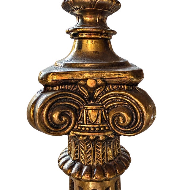 Late 20th Century Neoclassical Gilt Brass Putti Cherub & Marble Column Table Lamp For Sale - Image 4 of 6