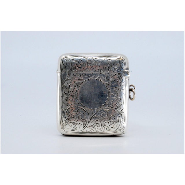 Silver Matchbox with Reliefs and Hinged Lid For Sale - Image 3 of 10