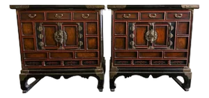 Pair Korean Lacquered Head side Chests Morijangs Joseon Dynasty
