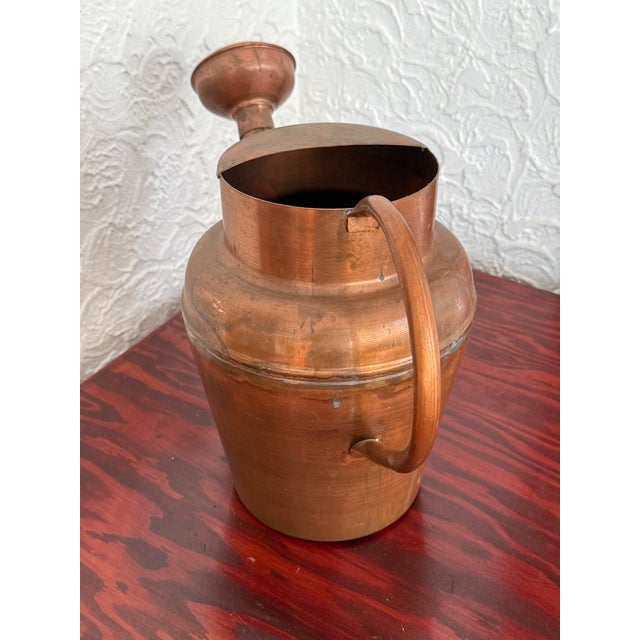 Farmhouse Vintage French Country Copper Watering Can With Rose Spout For Sale - Image 3 of 10