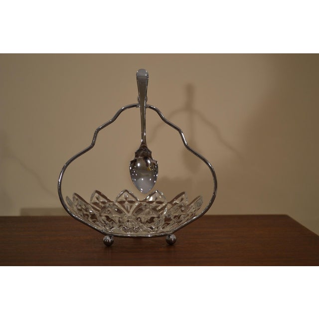 Vintage English Glass Serving Dish Holder & Spoon 3 Pieces Chairish