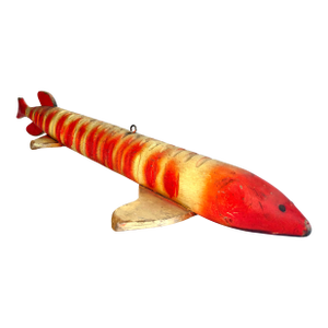 Large Vintage Folk Art Fish Decoy - Hand Carved “Tiger” Muskie