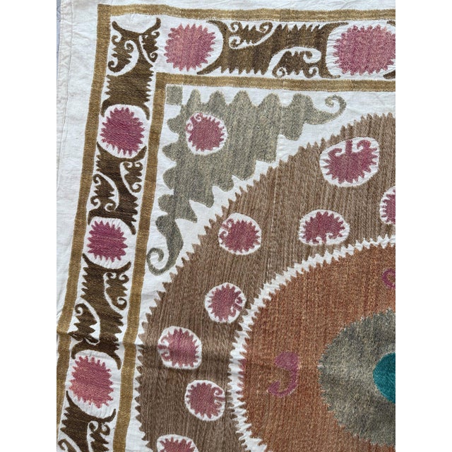 1960s Bukhara Suzani Tablecloth - Decorative Vintage Textile 3'10'' X 4' For Sale - Image 5 of 7