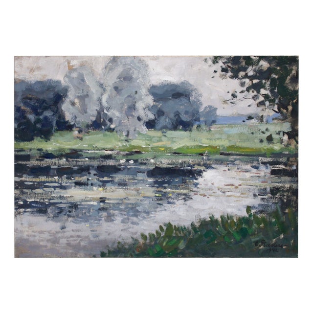 Otto Pladers, Landscape, 1942, Oil on Cardboard For Sale