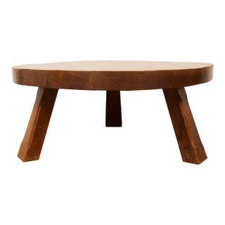 Brutalist Solid Oak Coffee Table, Europe 1960s For Sale