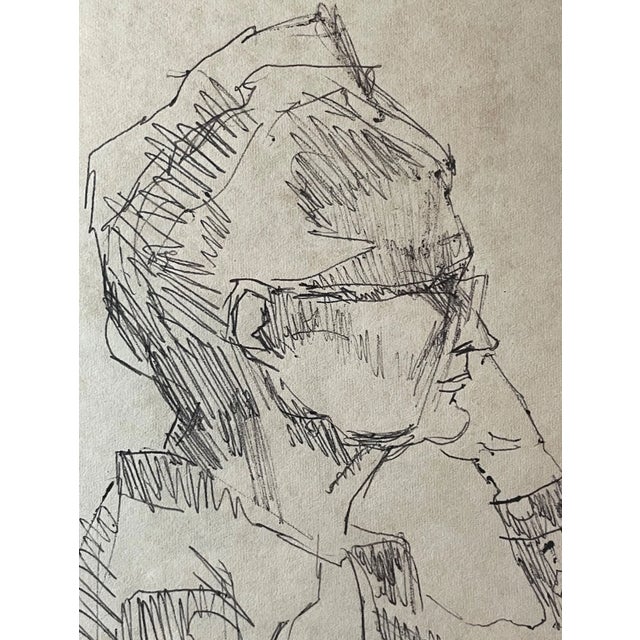 Vintage 1971 Original S. Stirling Stylized Ink Drawing Model Sketch Elder Lady For Sale In New York - Image 6 of 13