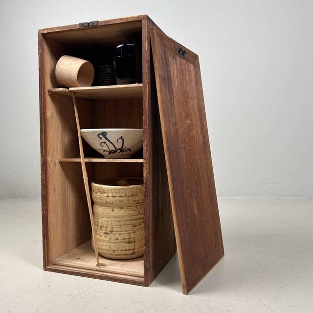 Authentic Tea Ceremony Set for Preparing Matcha. Dimensions of storage box: height 43 cm, width 21 cm, depth 18 cm. In...