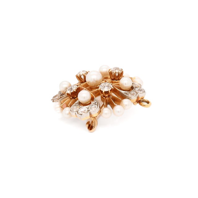 Antique Edwardian 14k Gold, Pearl, & Diamond Convertible Brooch / Pendant For Sale - Image 9 of 13