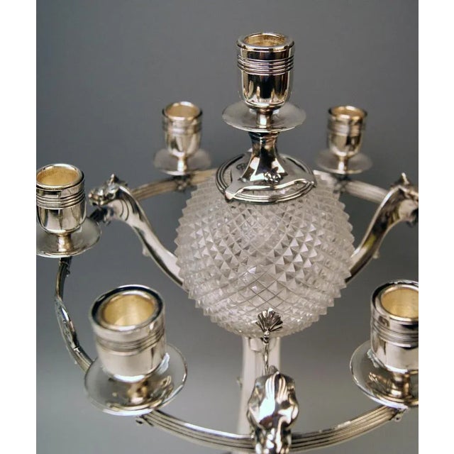 Silver Plated Centerpiece and Candelabras, Germany, 1915, Set of 3 For Sale - Image 4 of 12