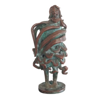 Vintage 1975 Rubin Peacock Abstract Bronze Sculpture For Sale