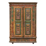 Hand-Painted Folk Art Wardrobe, Southern Germany, Dated 1840, Inscribed Katharina Vorth For Sale