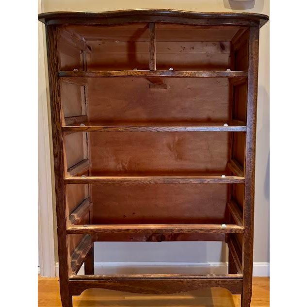 Antique Tiger Oak Serpentine Tallboy Dresser - 6 Drawer For Sale - Image 4 of 11