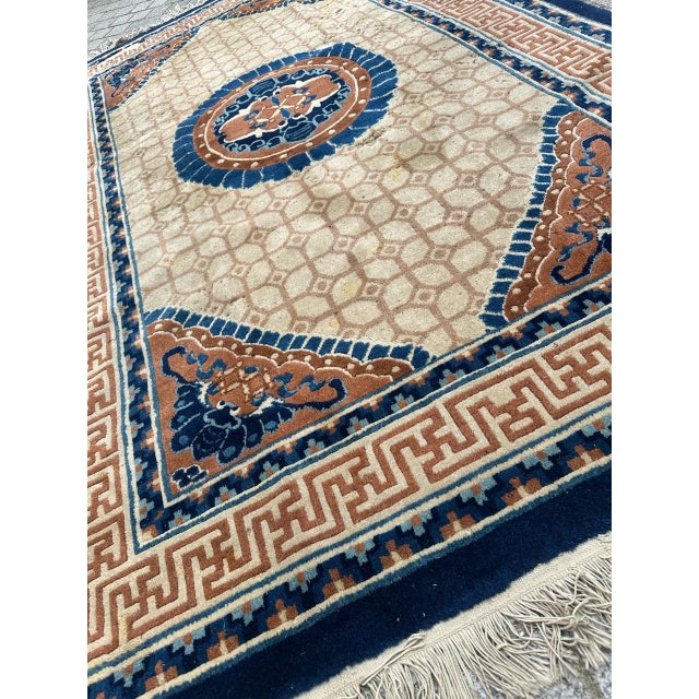 Mid-Century Distressed Chinese Rug, 1940s For Sale - Image 16 of 18