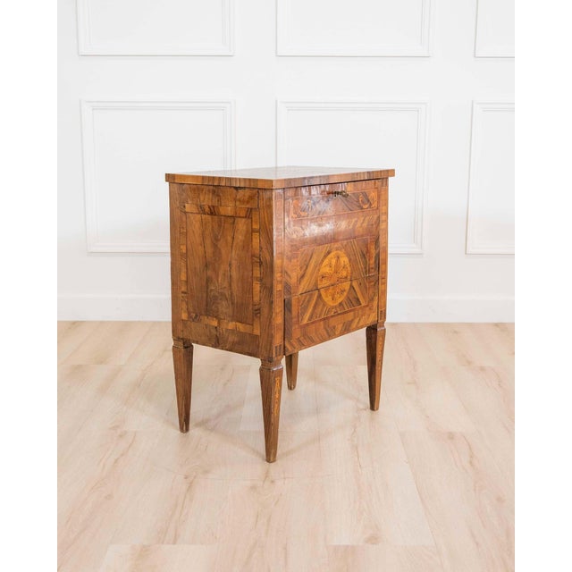 Wood 19th Century Walnut Bedside Table/nightstand, Louis XVI Style For Sale - Image 7 of 11