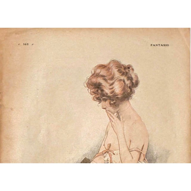 Illustration Maurice Millière "Le Miroir Brisé" Fantasio 1918 Magazine Print For Sale - Image 3 of 3