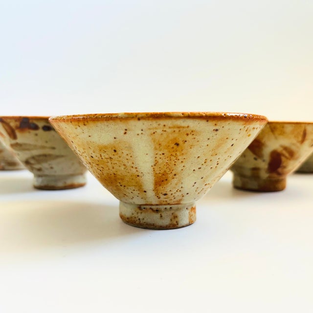Terra Cotta Speckled Terra Cotta Pottery Rice Bowls - Set of 6 For Sale - Image 8 of 13