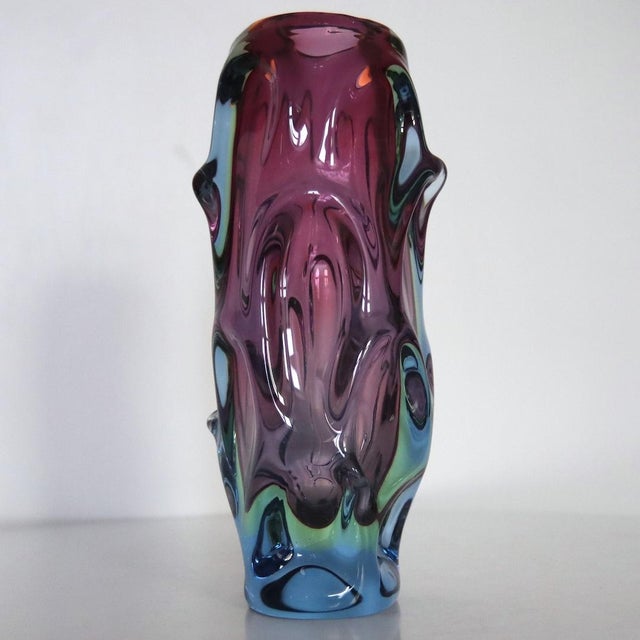 Glass Vase by Jan Beranek for Skrdlovice, 1960s For Sale - Image 6 of 6