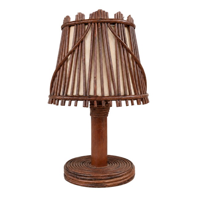 Stained Cane Table Lamp, 1960s For Sale