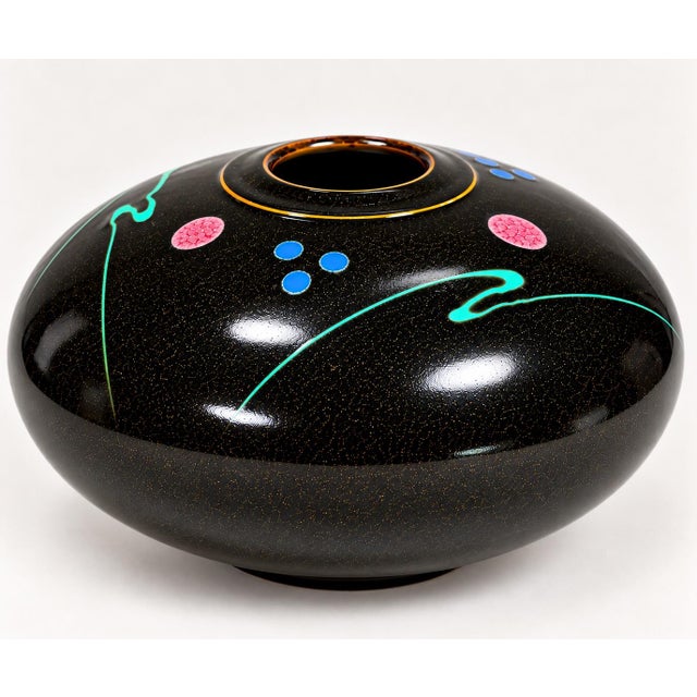 Striking sculptural studio pottery vessel by Missouri ceramic artist Robert Wiedmaier of Platte City, Missouri. The...