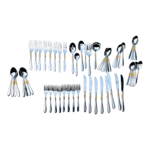 Contemporary Rogers "Compliment Gold " Pattern Stainless Flatware Set- 61 Pieces