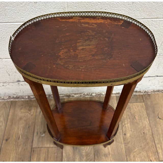 Brown Antique Louis XVI Style Bouillotte Side Table Occasional Table For Sale - Image 8 of 11