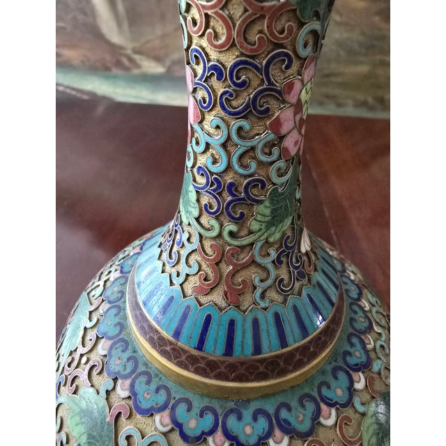 Vintage Chinese Mid Century Museum Pr Cloisonne Vases For Sale In Boston - Image 6 of 12