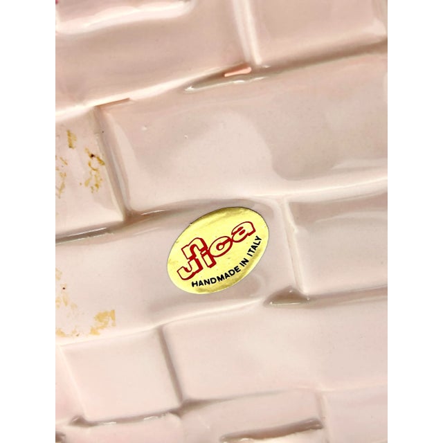 1970s Italian Pink Porcelain Woven Easter Basket - Vintage Italian Majolica Style Tabletop Centerpiece For Sale In Louisville - Image 6 of 8