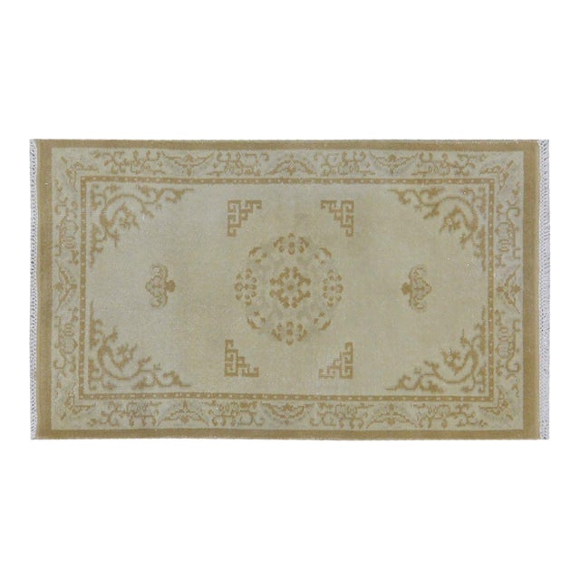 Vintage Chinese Art Deco Knotted Wool Rug, 3'x5' For Sale