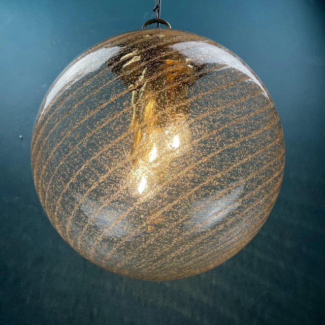 1970s Large Vintage Swirled Murano Glass Pendant Lamp from La Murrina, Italy, 1970s For Sale - Image 5 of 14
