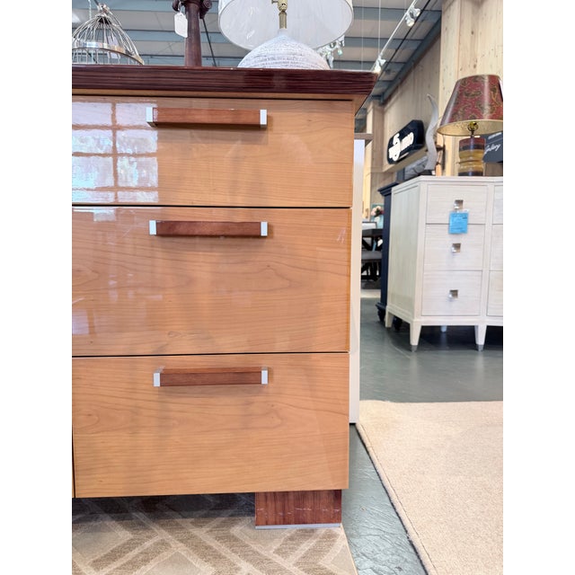 Wood Italian Mid Century Modern Art Deco Credenza in Figured Wood Veneers For Sale - Image 7 of 12