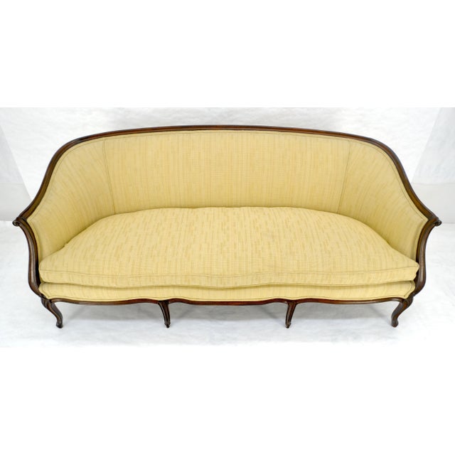 Wood Fine Carved Gold Upholstery Country French c1920s Down Filled Cushion Sofa MINT For Sale - Image 7 of 15