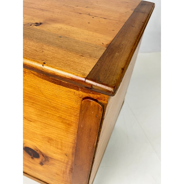 Antique Hand-Dovetailed Pine Storage Trunk / Blanket Chest on Turned Legs For Sale - Image 14 of 15