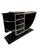 Striking French Art Deco desk/ vanity featuring a dramatic sculptural form finished in deep black lacquer with elegant...