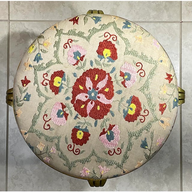 Vintage Brass Suzani Foot Stool For Sale In Miami - Image 6 of 13