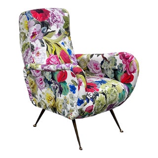 Julian Chichester Custom Floral Turin Chair For Sale