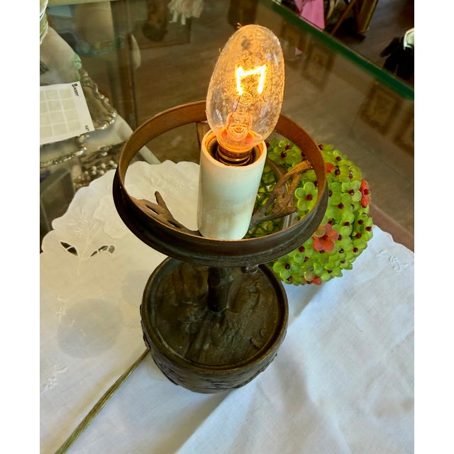 Late 19th Century Art Nouveau German Crystal & Bronze Topiary Lamp For Sale In Los Angeles - Image 6 of 15