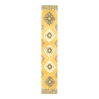 Vintage Turkish Hand-Knotted Wool Cotton Orange Runner Rug For Sale