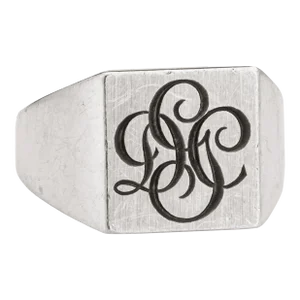 Vintage Cartier Initial Platinum Square Band Signet Ring Size 6.75