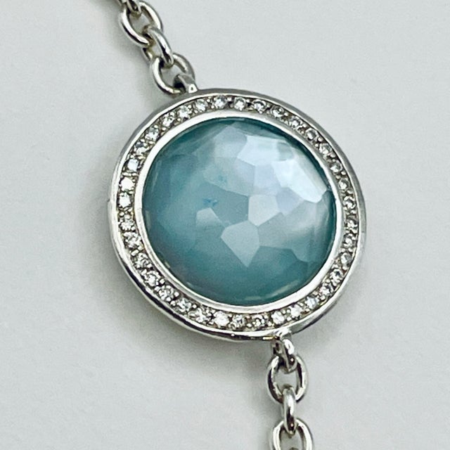 Ippolita Sterling Silver Rock Candy Lollipop 7-Stone Diamond Halo Bracelet – Limpido Doublet For Sale - Image 4 of 10