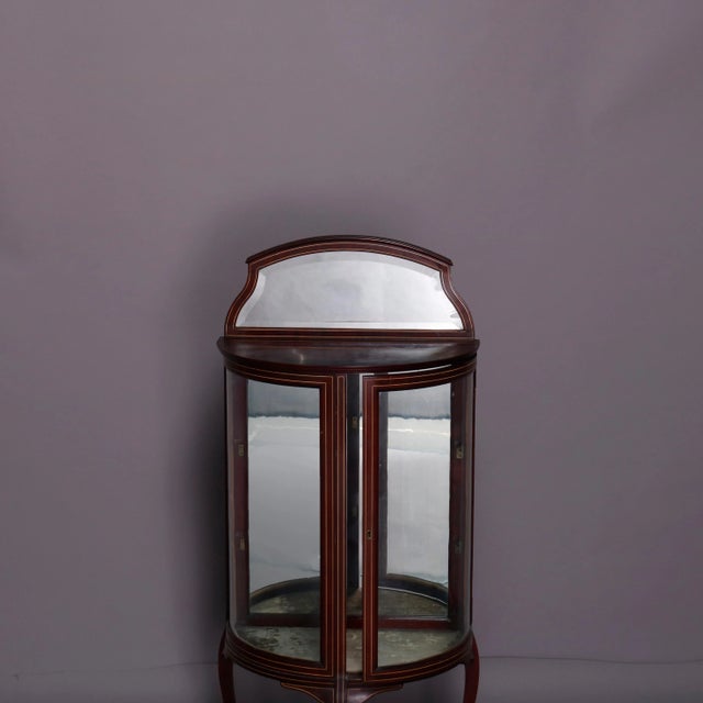 Antique French Louis XVI Mahogany Demilune Vitrine For Sale - Image 11 of 13